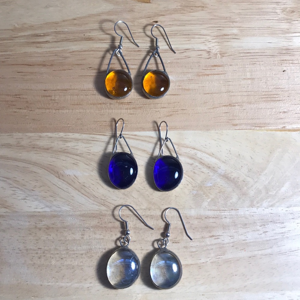 Vintage glass drop pierced earrings
